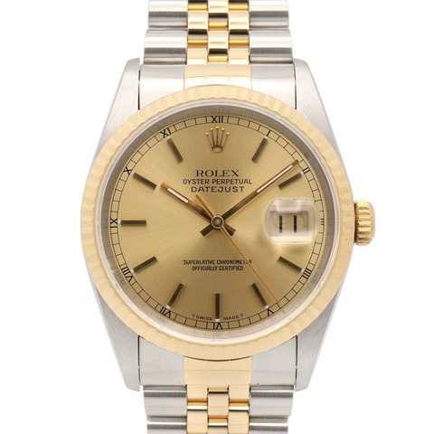 勞力士 Datejust T 系列腕錶，18K（黃金）不鏽鋼，男士，金色，香檳色錶盤，16233