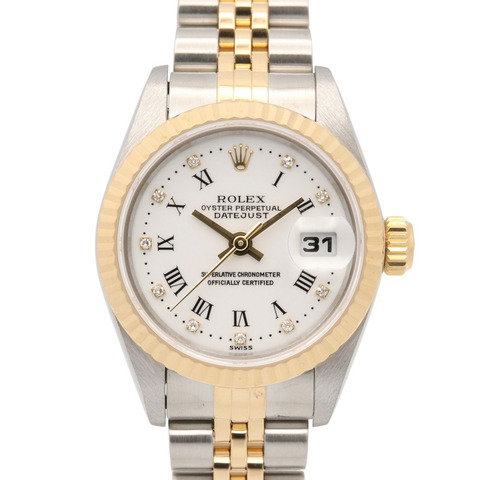 勞力士 Datejust W 系列腕錶，18K（黃金）錶殼，不鏽鋼錶殼，女士款，白色錶盤，羅馬數位時標，69173