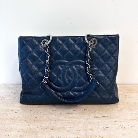 Chanel 香奈兒  gst托特 荔枝牛皮 中號 藍色