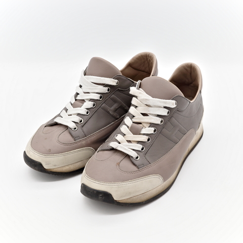 Hermès 愛馬仕 Trail 運動鞋 深灰色 拼色 牛皮革 休閒鞋 男鞋 EU41 （平時 EU42 可穿）