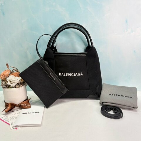 BALENCIAGA Navy Cabas帆布子母托特包