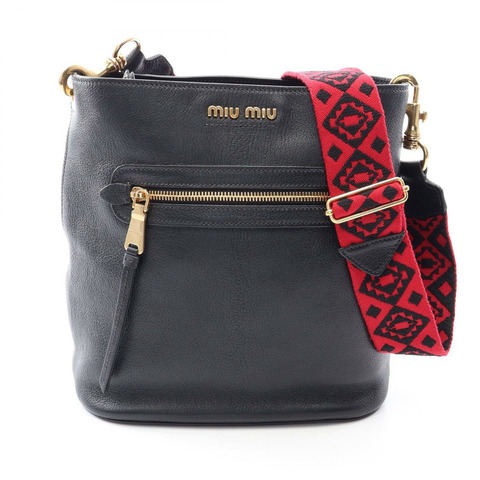Miu Miu MADRAS Madras 單肩包 5BE026 黑色皮革 二手 女士