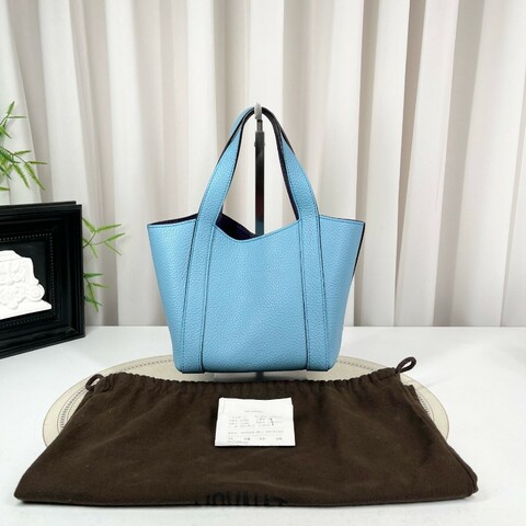 MOYNAT 藍色拼紫色牛皮菜籃子手提包