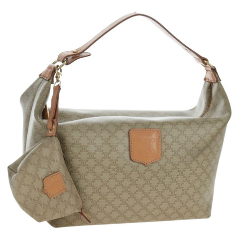CELINE Macadam帆布手提包 PVC 米色 金色 正品 201135V