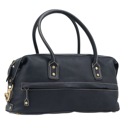CELINE 手提包 皮革 黑色 金色 Auth am12599V
