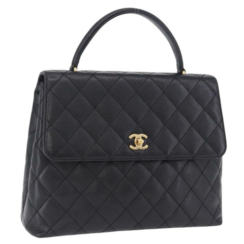 香奈兒 (CHANEL) Matelasse 手袋，魚子醬紋皮革，黑色，金色 CC 標誌，正品編號 ka6241V
