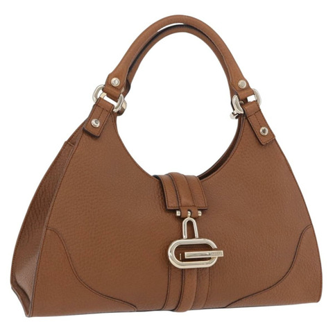 GUCCI G Jackie 手提包 Taurillon Clemence 皮革 棕色 金色 130995 正品 am12624M