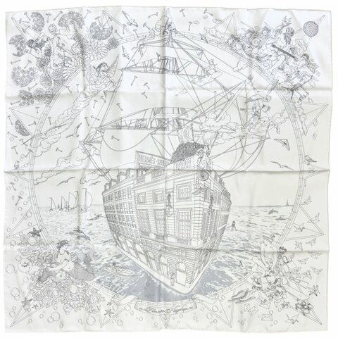 HERMES Hermès Flagship scarf 90 福寶郵輪 絲巾