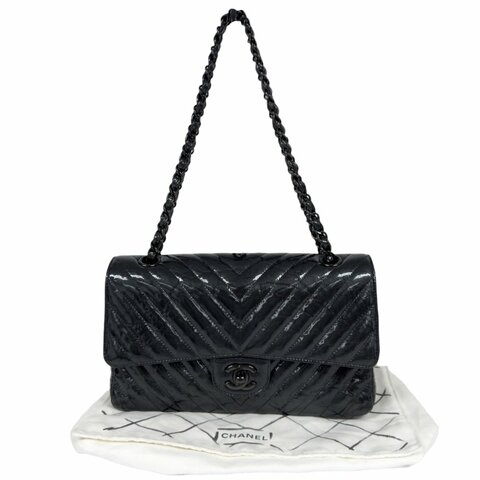CHANEL *罕有全黑* So Black 經典 翻蓋鏈條包