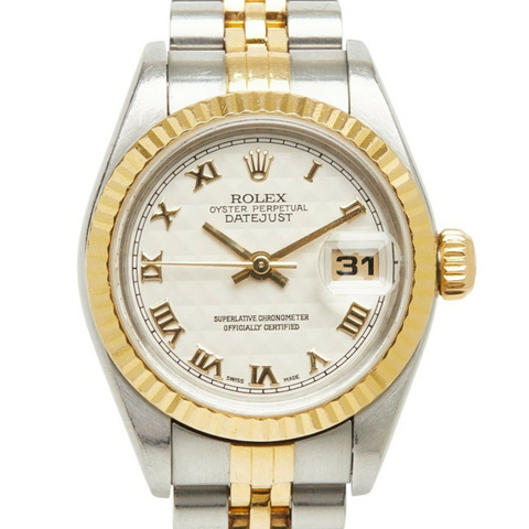 Rolex Datejust Pyramid Roma 79173 自動上鍊（帶手動上鍊功能）白色錶盤不鏽鋼 18K 黃金女士腕錶