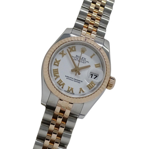 勞力士 Datejust 179171 隨機序號 女士腕錶 品牌 自動上鍊 AT 不鏽鋼 SS 玫瑰金 PG 組合 羅馬數位時標