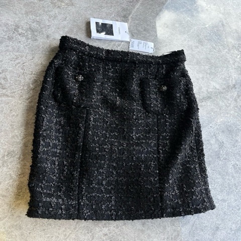 Chanel 22k黑色亮片粗花呢半裙fr36~~