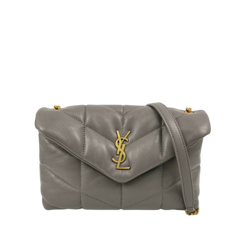△ SAINT LAURENT 聖羅蘭 Grey Lambskin Toy Puffer Shoulder Bag 灰色小羊皮肩背包 GUE620333-267016191