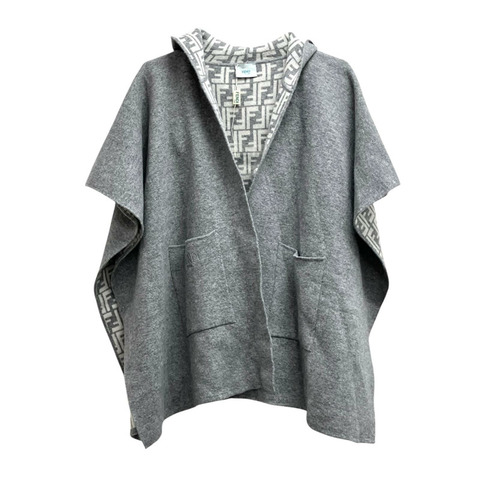 ☆ FENDI 芬迪 Grey wool Kids Blend Cape #II  灰色羊毛披肩 -267018073