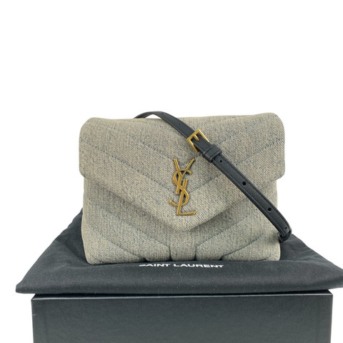 △ SAINT LAURENT 聖羅蘭 Grey And Blue Denim Lou Lou Shoulder Bag 灰色和藍色牛仔布肩背包 GAB678401-267017888