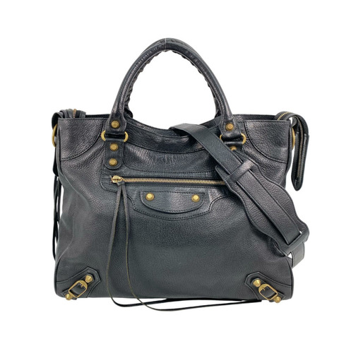 △ BALENCIAGA 巴黎世家 Black Calfskin Giant Velo 2 way bag 黑色小牛皮兩用袋 235216-267018003