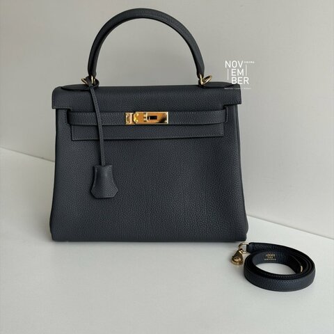 99新🆕 有購證🙌🏻 Hermès 愛馬仕 Kelly 28 霧霾灰淡金釦