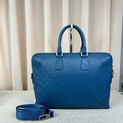 Louis Vuitton 藍色棋盤格牛皮電腦公事包