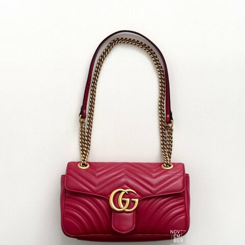 98新❤️ Gucci 古馳 Marmont 小號 紅色金釦