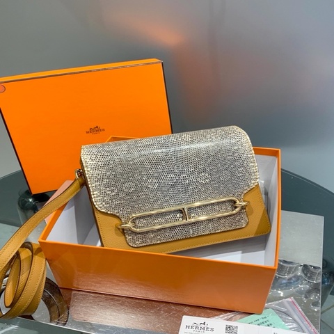 Hermes爱马仕 mini roulis19 猪鼻子 原色蜥蜴皮