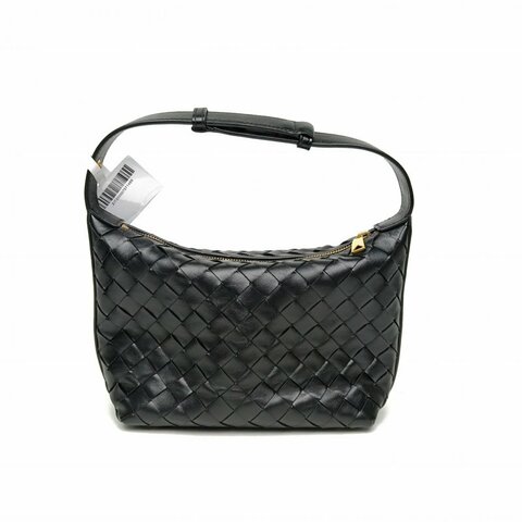 BOTTEGA VENETA Intrecciatowallace編織飯盒包黑色牛皮革肩背包