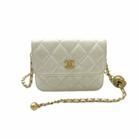 Chanel 白色 口蓋 woc mini 金球 30開 肩背包