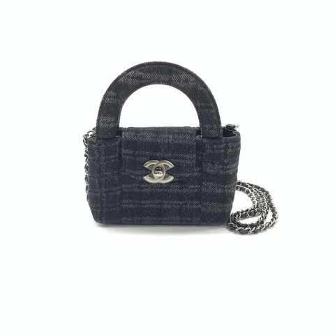 Chanel 黑灰色 布面 24A kelly mini 晶片24年8月31日 香港購入 肩背包