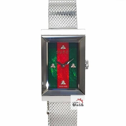 【大眾金時代】GUCCI古馳 G-Frame系列 YA147401 經典配色 紅綠母貝面盤 小蜜蜂時標 大眾金時代B1590