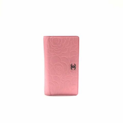 Chanel 粉色 山茶花 14開 對折 錢包