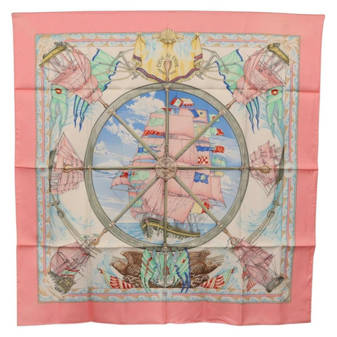 愛馬仕 Carre 90 絲巾 “vive le vent” 粉紅色 正品 ki6861