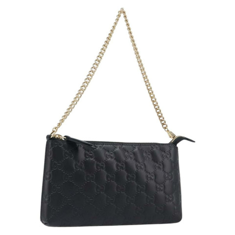 GUCCI GG帆布 Guccissima 手拿包 皮革 黑色 金色 428449 正品 yk20927M