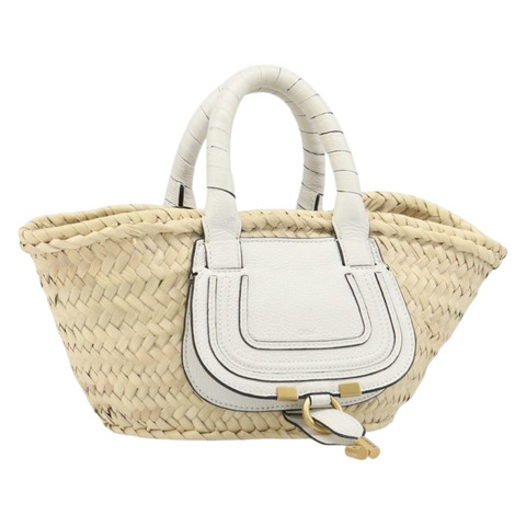 Chloe 籃子包手提包 拉菲草 米色 白色 正品 BA15563V