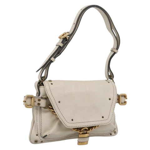 Chloe Paddington 單肩包 皮革 暢貨中心 白色 金色調 正品 BA15569V