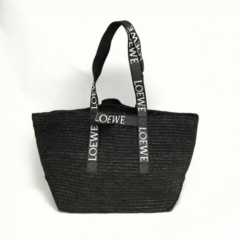 LOEWE 黑色草編編織度假托特包單肩包肩背包