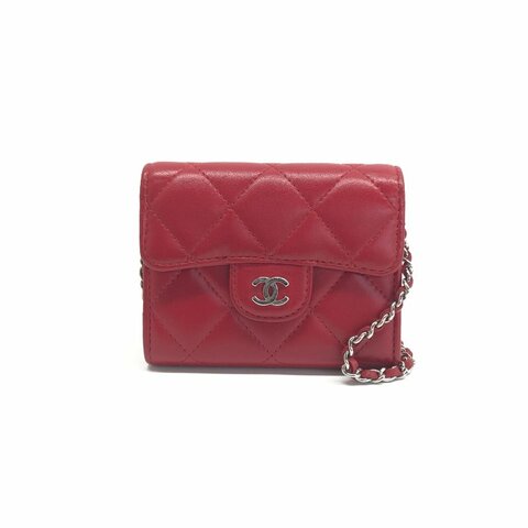 Chanel 紅色 cf mini woc 30開 鏈條 羊皮 肩背包