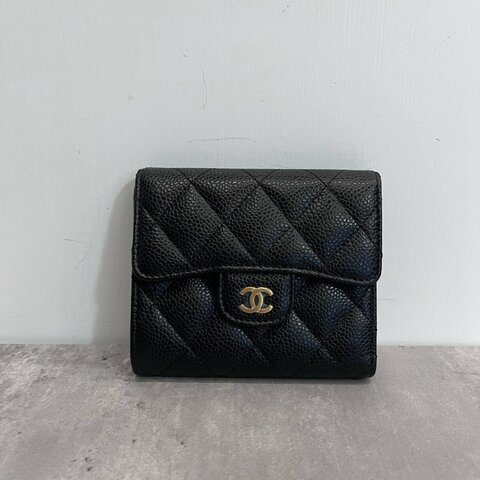 Chanel 黑金三摺短夾