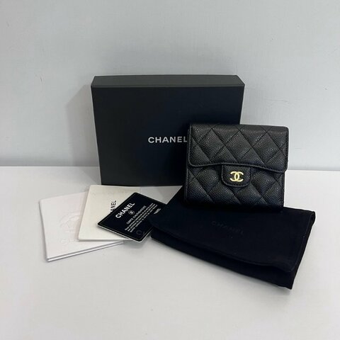Chanel 黑金三摺短夾