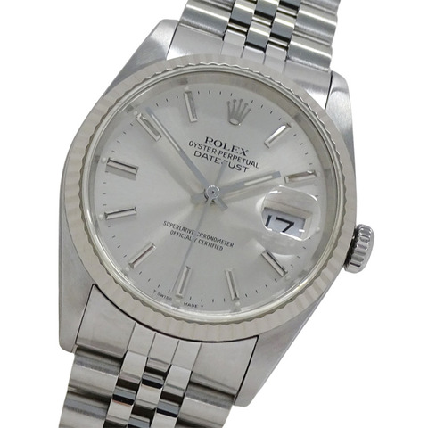 勞力士 Datejust 16234 L 序號男士腕錶，品牌名稱，自動上鍊，不銹鋼 (SS)，白金 (WG)，銀色。