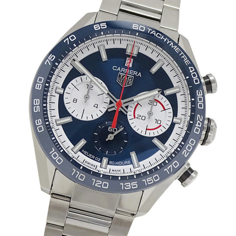 TAG Heuer Carrera CBN2A1E BA0643 男士腕錶，品牌計時表，160 週年限量版，自動機芯，不銹鋼 (SS)，銀色和藍色。