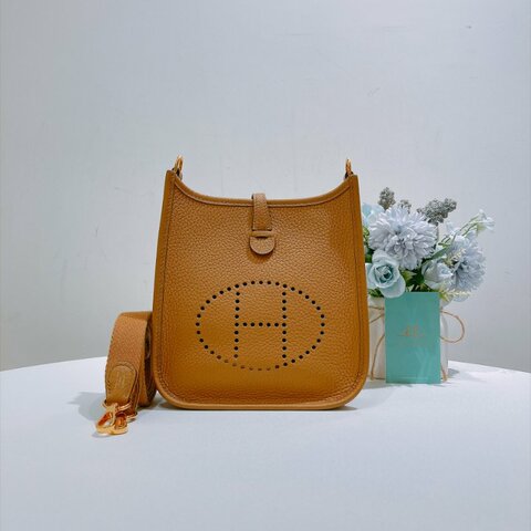 TW5013 Hermes 愛馬仕 迷你 伊芙琳 餅乾色金扣 Mini Evelyne TC 4B Biscuit x GHW