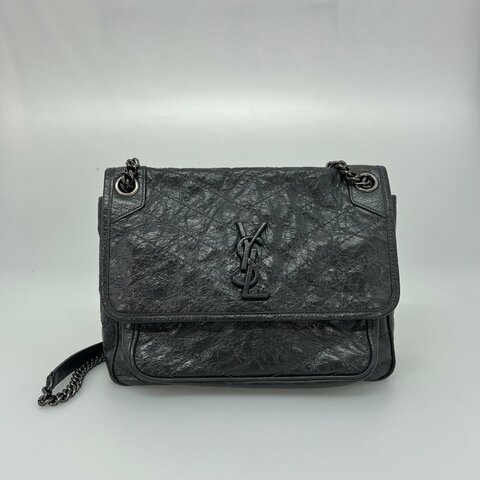 YSL 98894 灰銀NIKI中號鍊條肩背包
