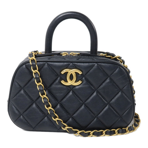 CHANEL 羊皮皮革Matelasse Mini Bowling鏈帶手挽肩背兩用袋