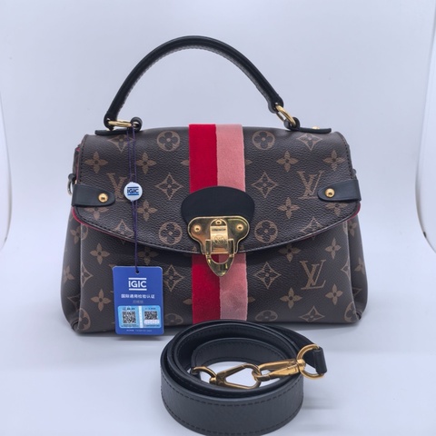 LV 路易威登 Georges BB老花拼紅粉條紋。