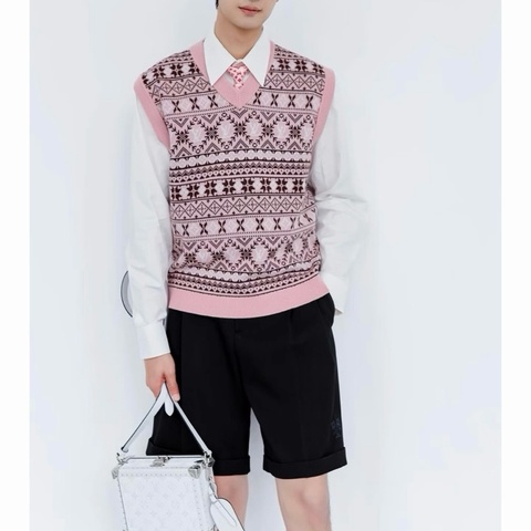 LV路易威登Louis Vuitton x Tyler  SS24 聯名款 費爾島提花針織馬甲背心上衣 XL碼 衣長70 胸圍112 黃金碼 男女同款