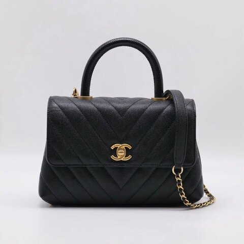 CHANEL Coco Handle V紋 -  小號黑金26開