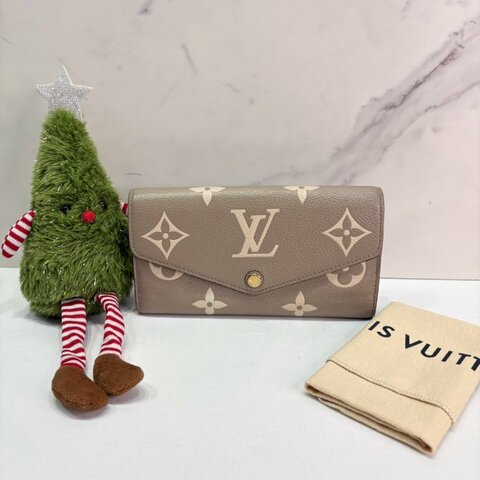 LV Sarah斑鳩灰雙色信封式長夾