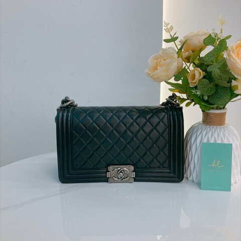 MS0855	Chanel 香奈兒中號BOY款鍊帶包包 Leboy Medium 25cm Lambskin Black x PHW