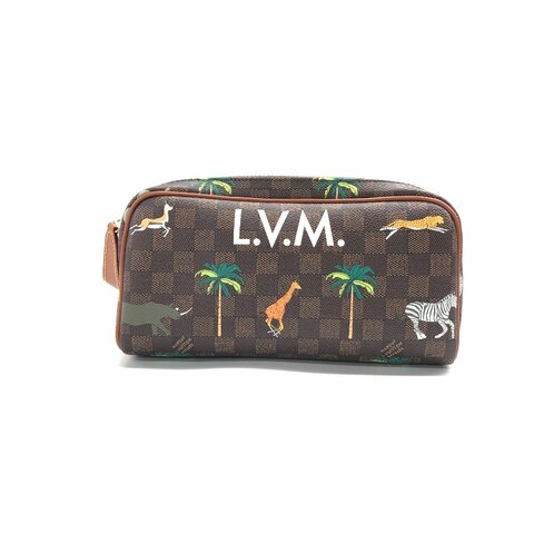 Louis Vuitton LV 棕 老花 動物印花 DOPP KIT 26新款 化妝包