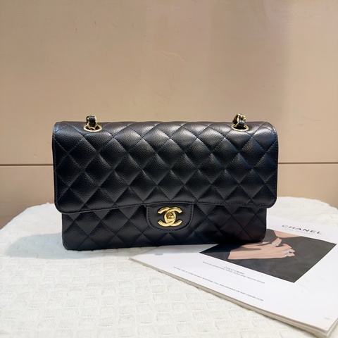 Chanel 黑荔枝牛皮 coco/cf 25肩背斜背包