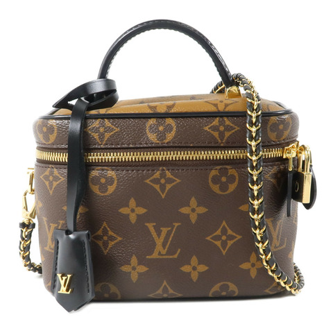 LOUIS VUITTON Monogram Reverse Vanity PM金扣手挽肩背兩用袋棕色